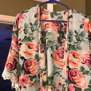 Pinkblush floral kimono